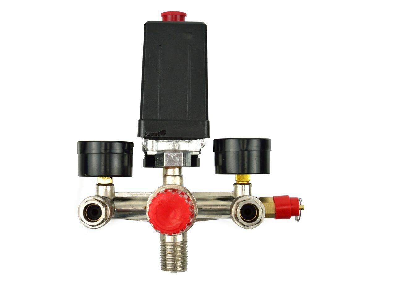 Kit presostat pentru compresor cu doua manometre 12bar, GEKO G80306