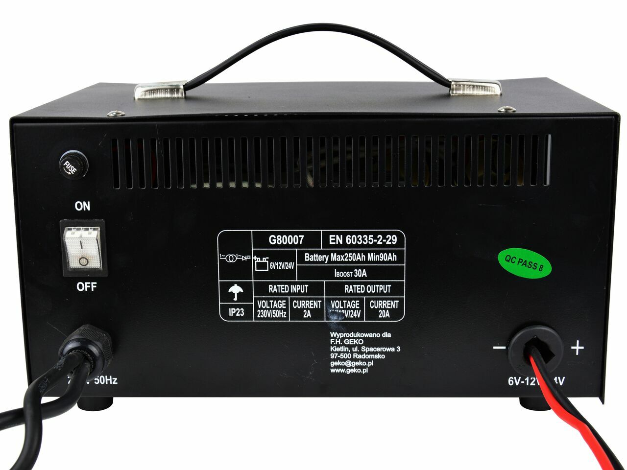 Incarcator pentru acumulatori 6/12/24V 100A, GS/CE, GEKO G80007