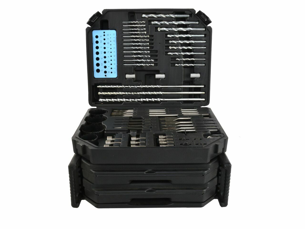 Set burghie si sfredele pentru lemn, metal si beton, 300 piese, GEKO G38114