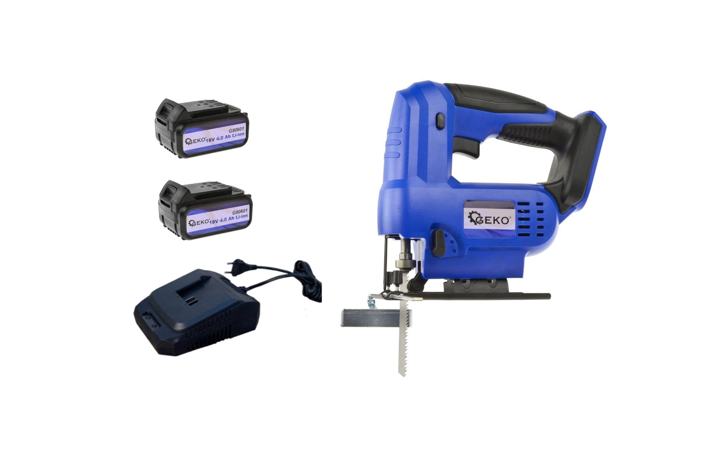 Fierastrau pendular cu acumulator Geko + 2 acumulatori Li-ion 18V 4.0 Ah + incarcator