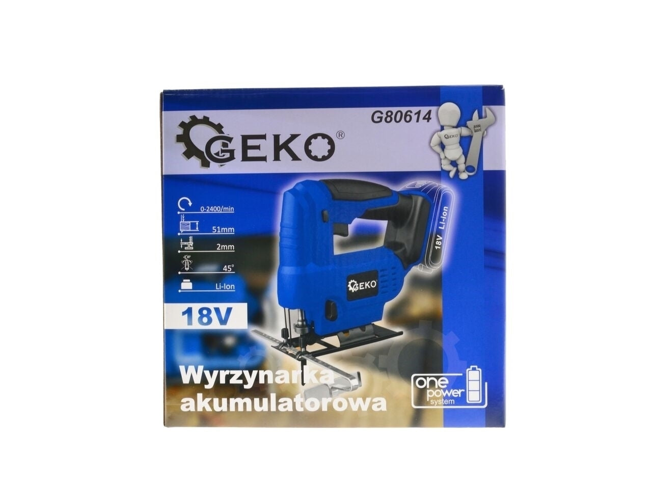 Fierastrau pendular cu acumulator Geko + 2 acumulatori Li-ion 18V 2.0 Ah + incarcator