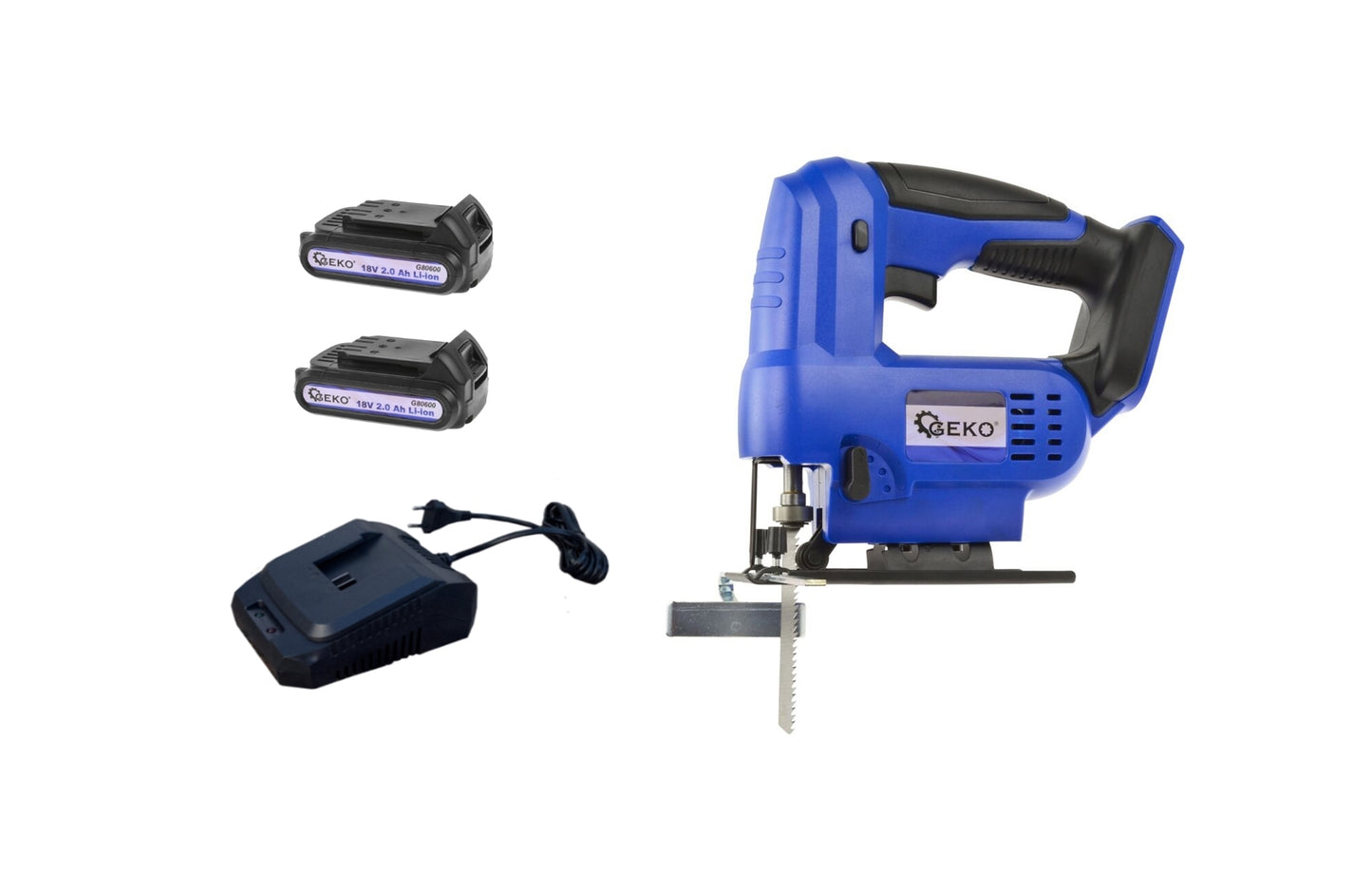 Fierastrau pendular cu acumulator Geko + 2 acumulatori Li-ion 18V 2.0 Ah + incarcator