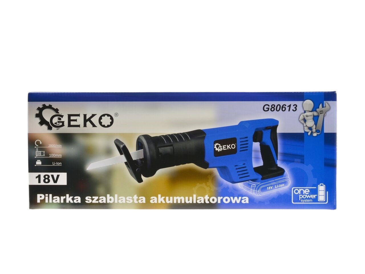 Fierastrau sabie cu acumulator Geko + acumulator Li-ion 18V 2.0 Ah + incarcator