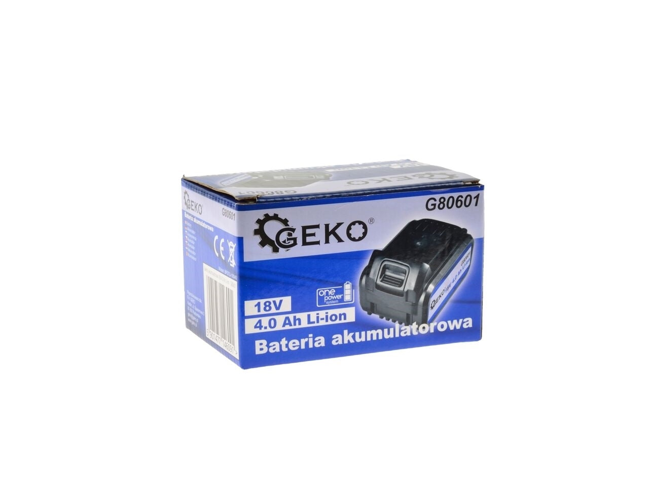 Lanterna cu acumulator Geko + acumulator Li-ion 18V 4.0 Ah + incarcator