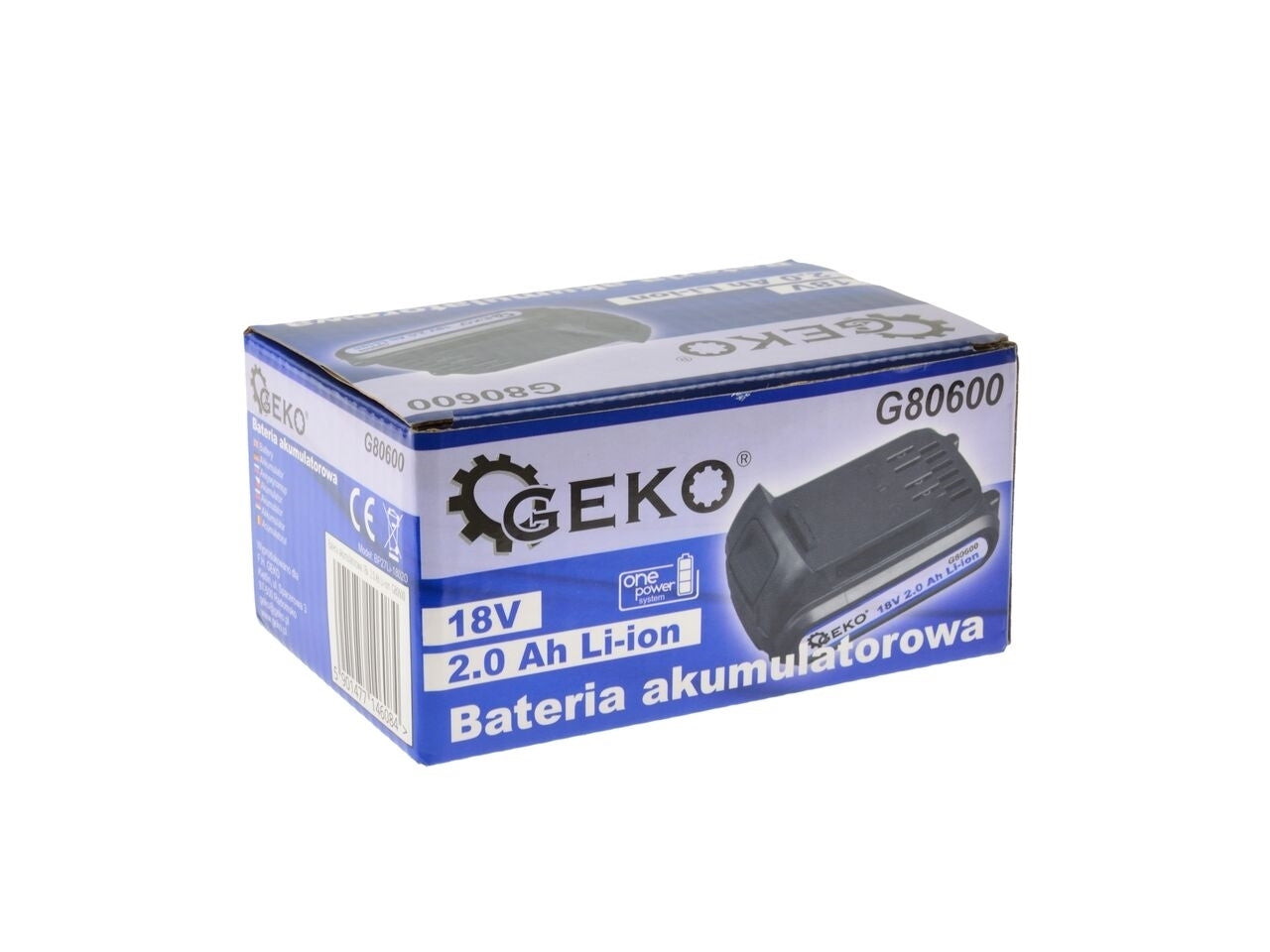 Polizor unghiular, 115mm, Geko + 2 acumulatori 18V Li-ion 2.0 Ah + incarcator