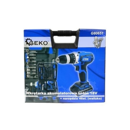 Surubelnita electrica cu acumulator 18V + 46 accesorii, Geko G80651