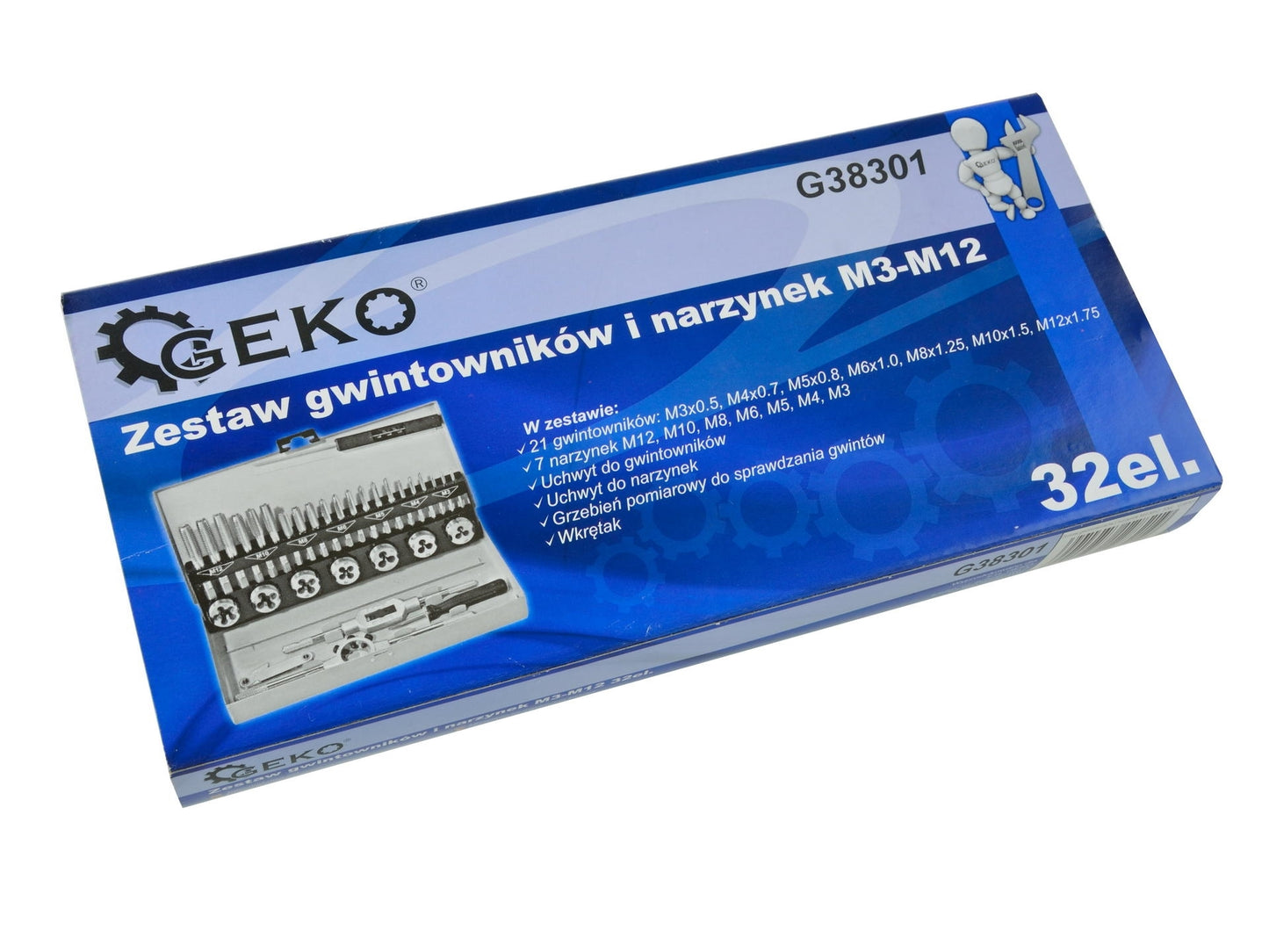 Set tarozi si filiere M3-M12 32 elemente, GEKO G38301