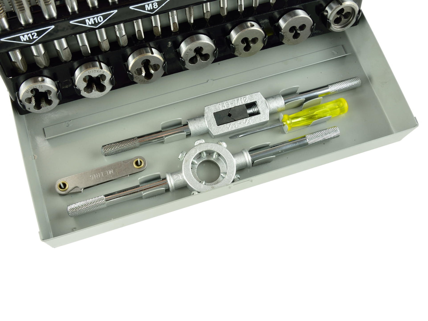 Set tarozi si filiere M3-M12 32 elemente, GEKO G38301