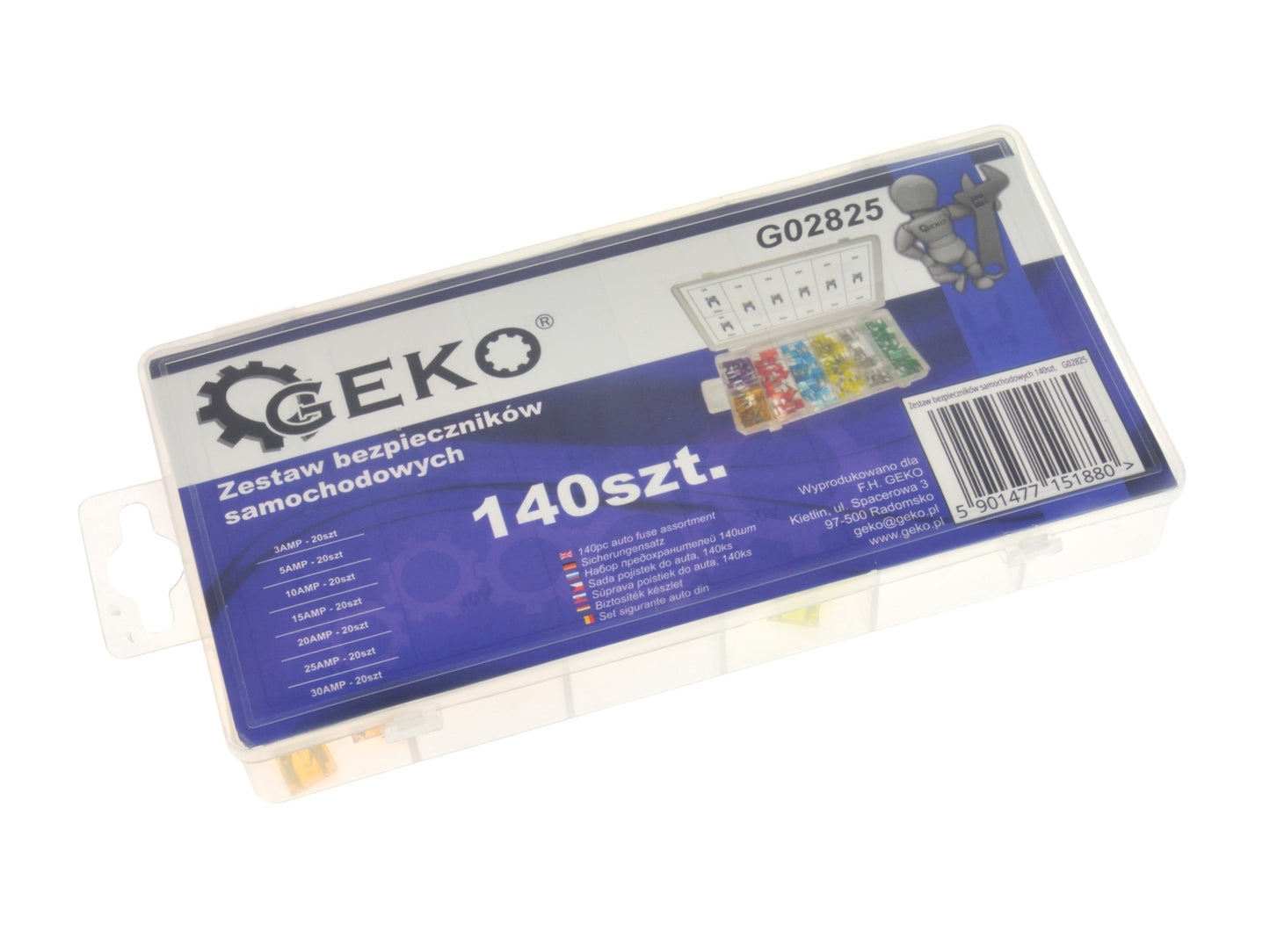 Set de sigurante auto, 140 piese, Geko G02825