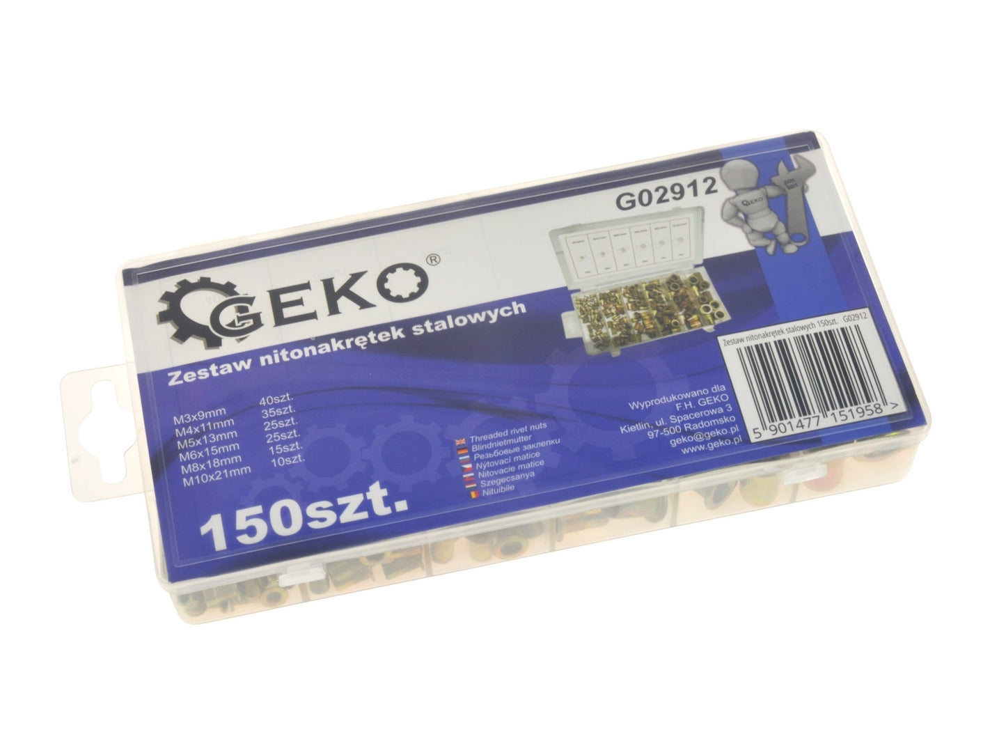 Set 150 piulițe de nit din oțel, GEKO G02912