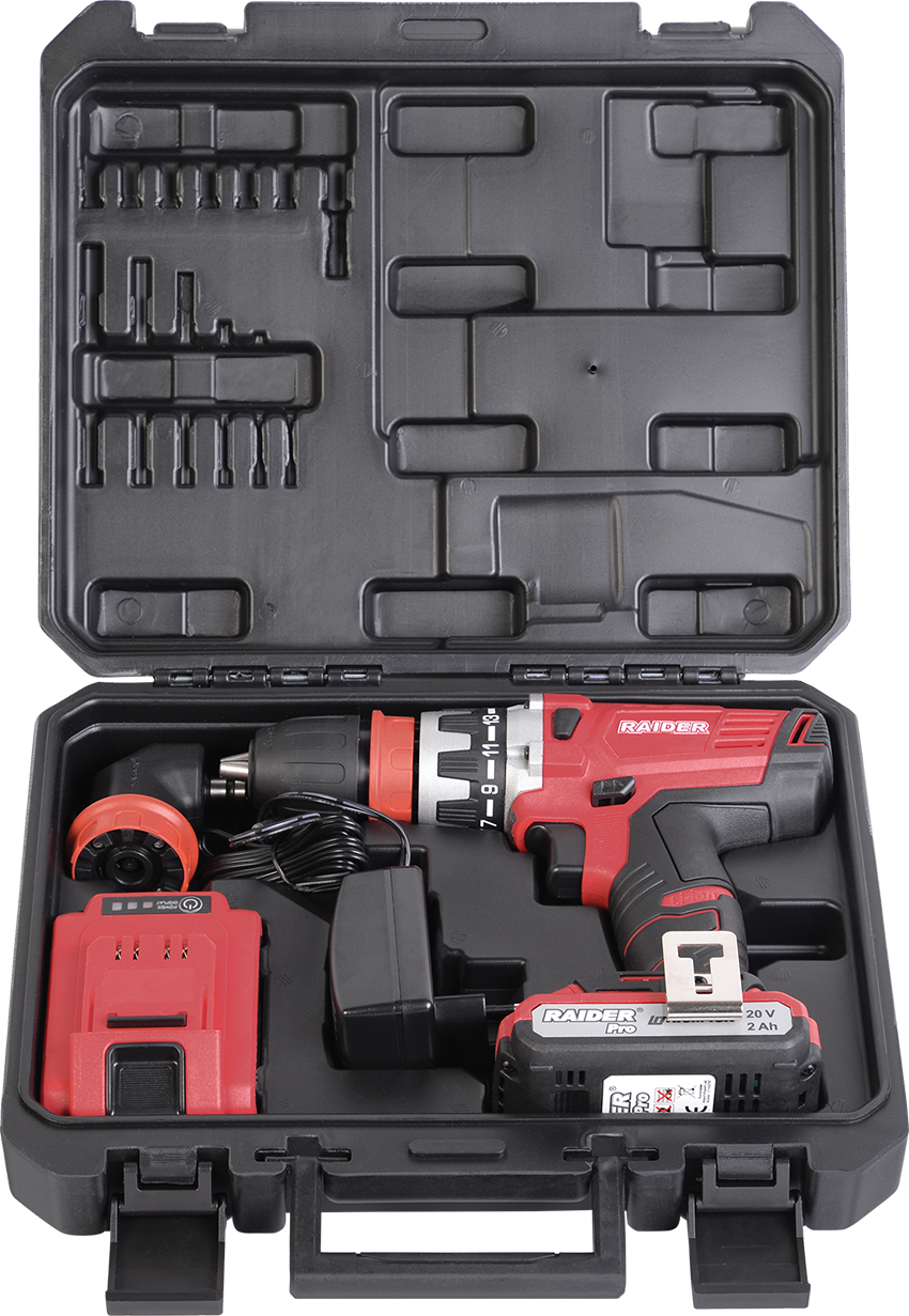 Bormasina cu acumulator Li-Ion 20V 58Nm, adaptor 90° RDP-CDL21, Raider 030207