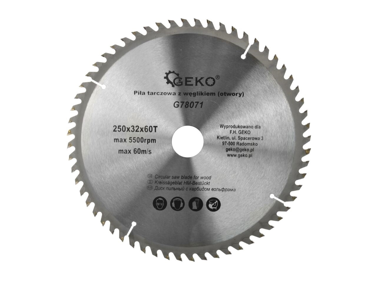 Disc circular pentru lemn 250x32x60T, Geko G78071