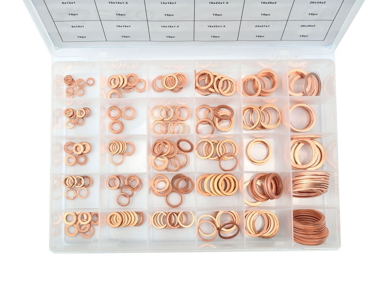 Set saibe de cupru 300 piese, 30 dimensiuni diferite, Geko G02811