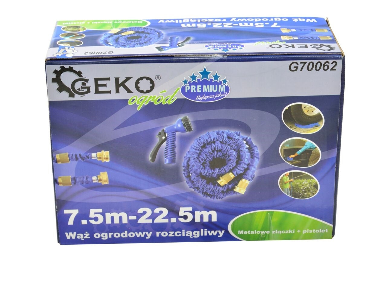 Furtun extensibil cu pistol+conectori metalici 7,5m-22,5m, GEKO G70062