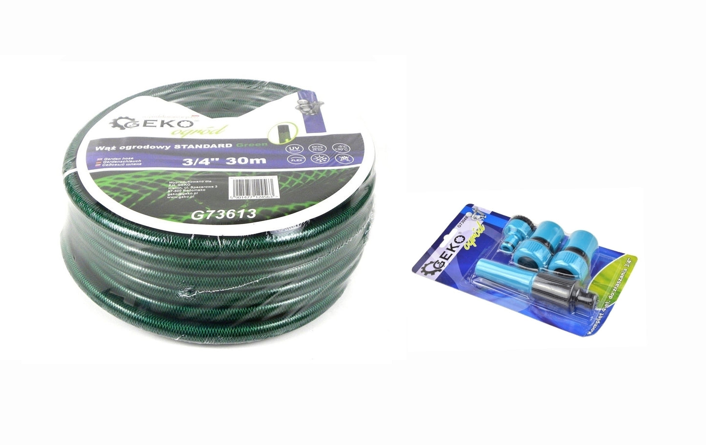 Kit irigare pentru gradina, 3/4" 30m, 3 straturi+accesorii, 4 piese, 3/4", GEKO