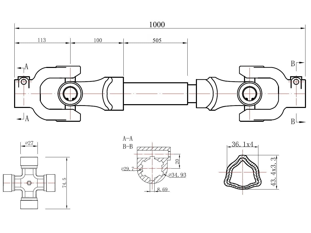 Cardan/Arbore de transmisie 100cm, Geko G72301
