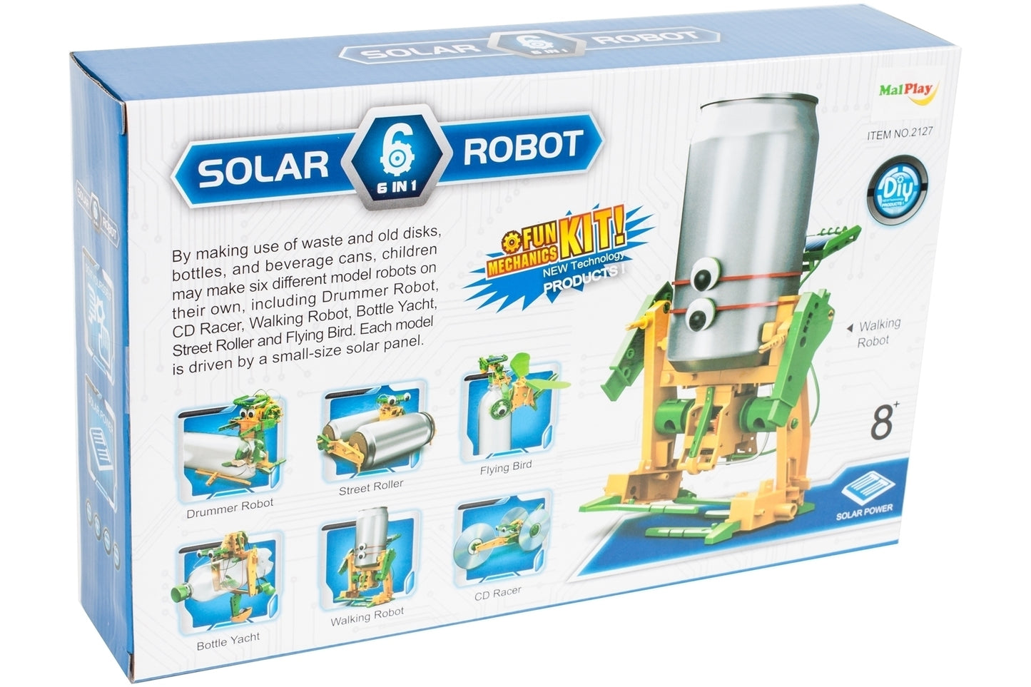 Robot jucarie 6 in 1 cu alimentare solara, Malplay 104214