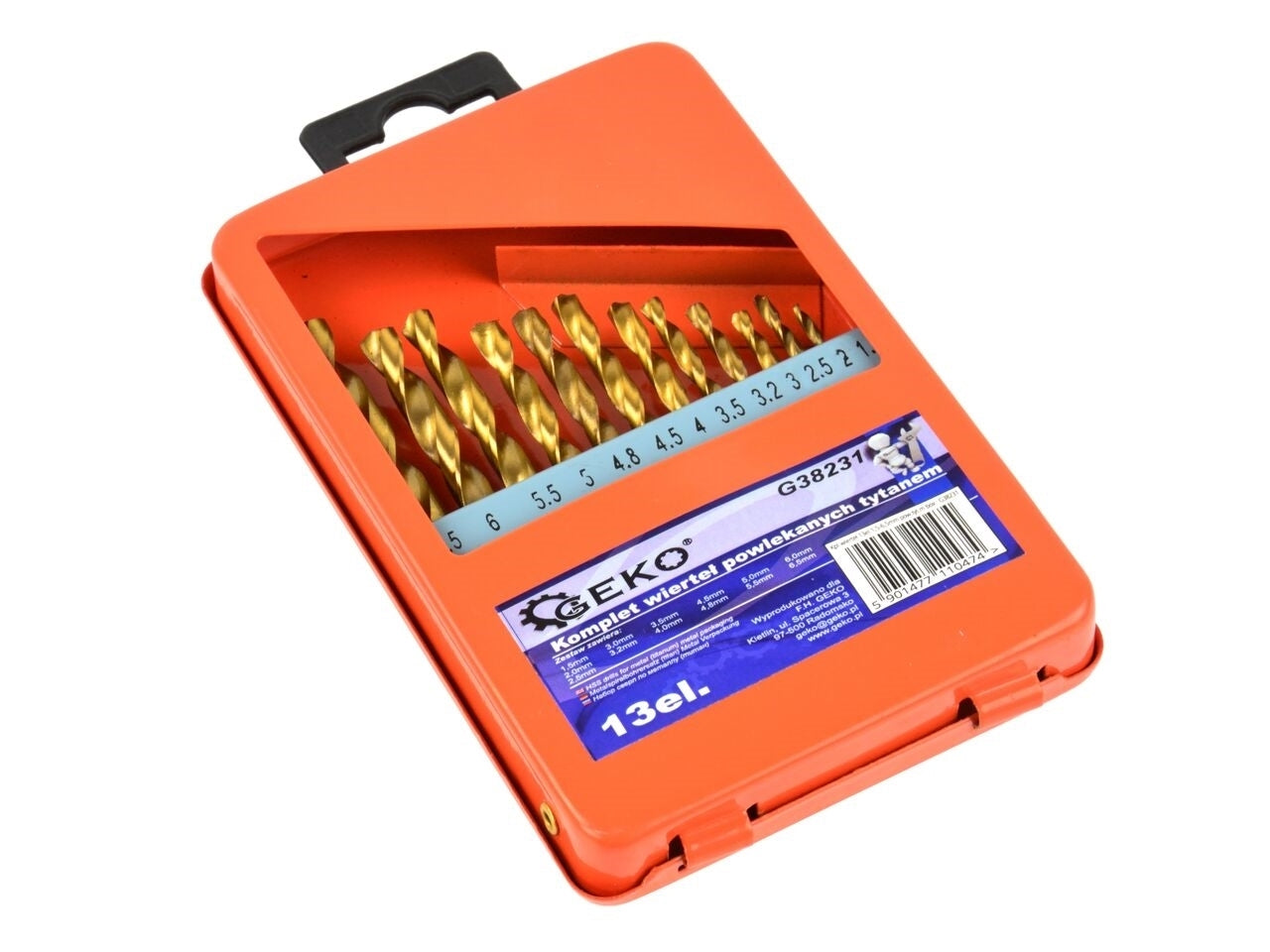 Set burghie titan pentru metal HSS 1.5-6.5mm,13 piese, GEKO G38231
