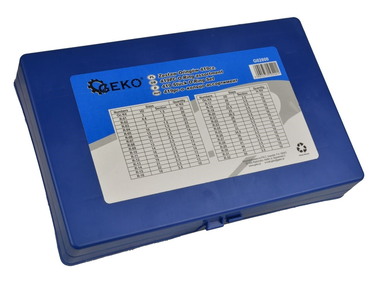 Set 419 piese de garnituri hidraulice O-RING, Geko G02800