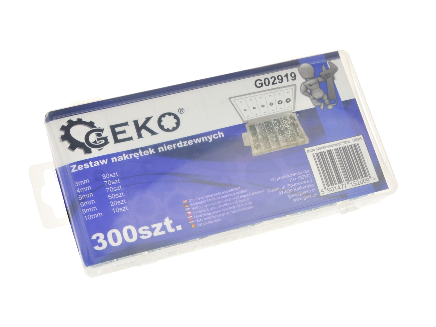 Set de piulițe din inox, 300 bucati, GEKO G02919