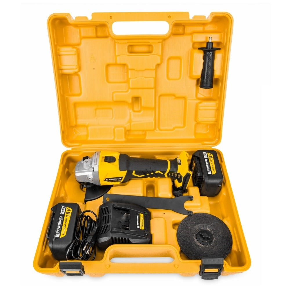 Polizor unghiular cu 2 acumulatori 125mm, Powermat PM-CAG-18V