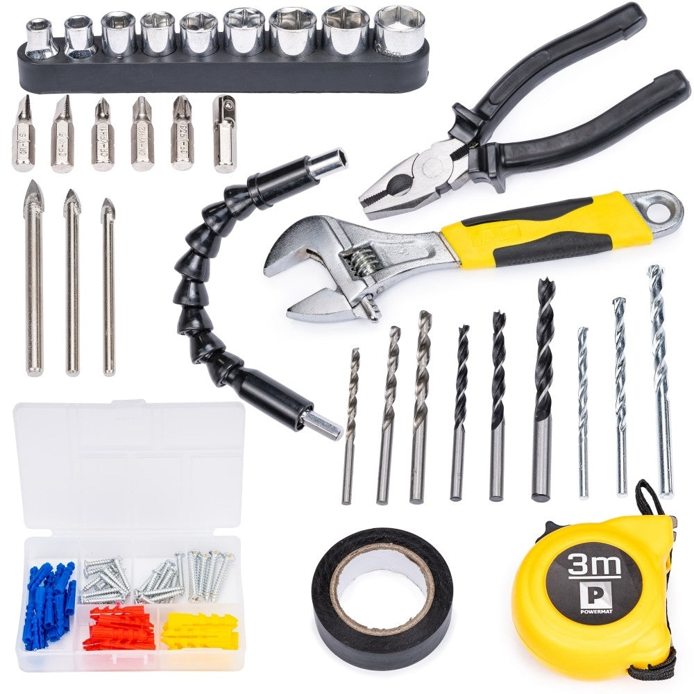 Set bormasina cu acumulator 100 bucati, Powermat PM-WA-20V2-SU