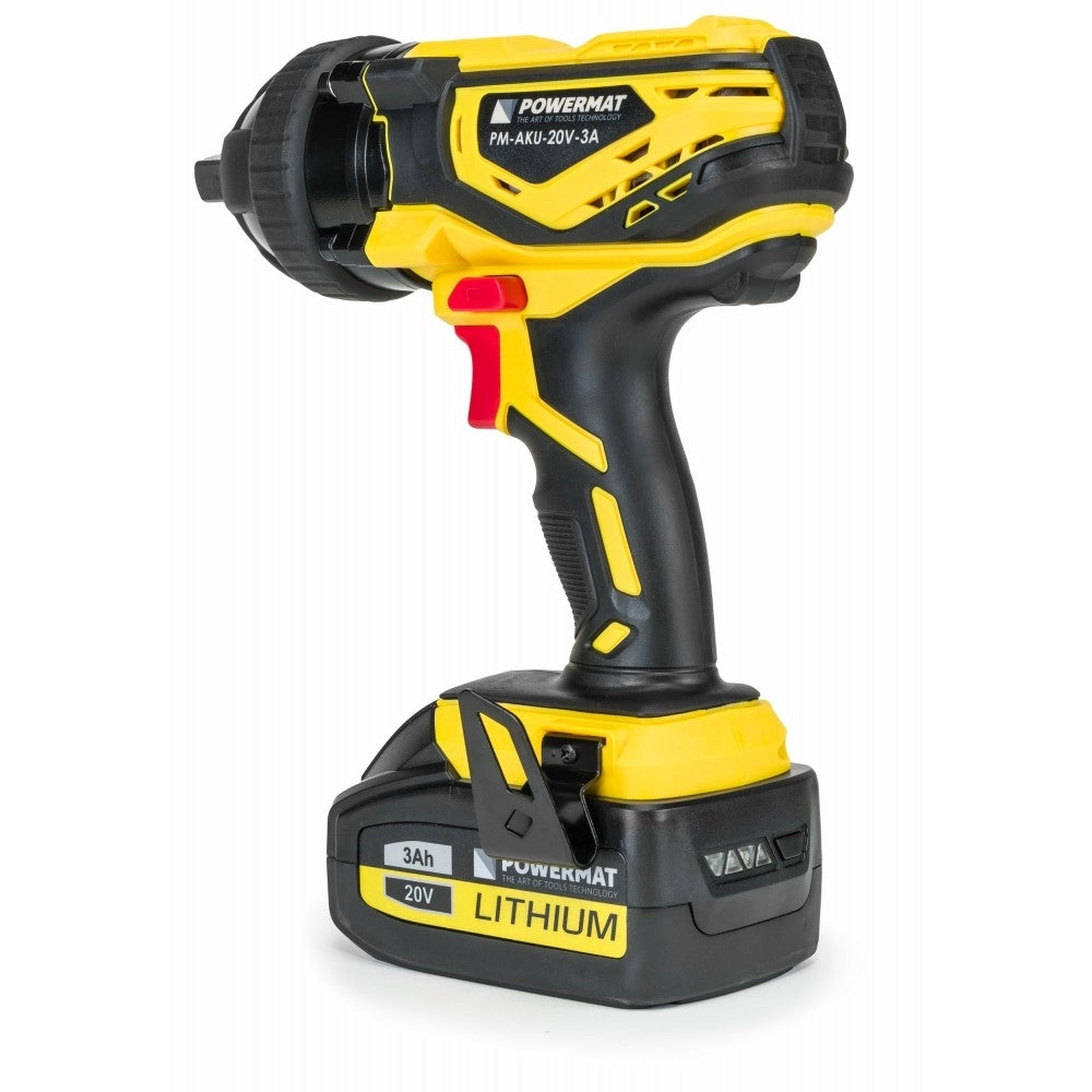 Cheie cu impact cu acumulator 3Ah / 20V, Powermat PM-AKU-20V-3A