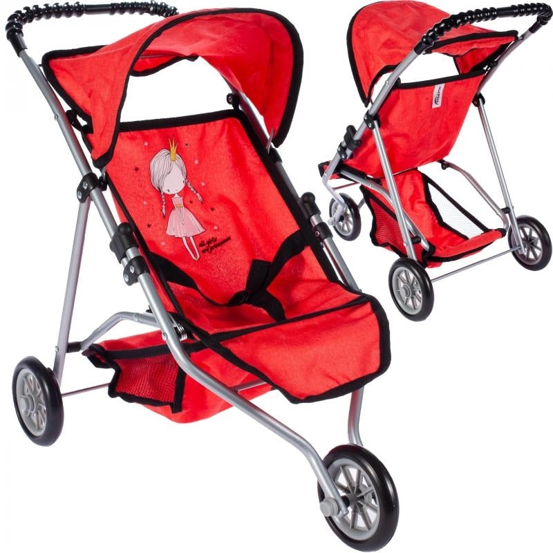 Carucior cu trei roti rosu Little Princess, Malplay 104257
