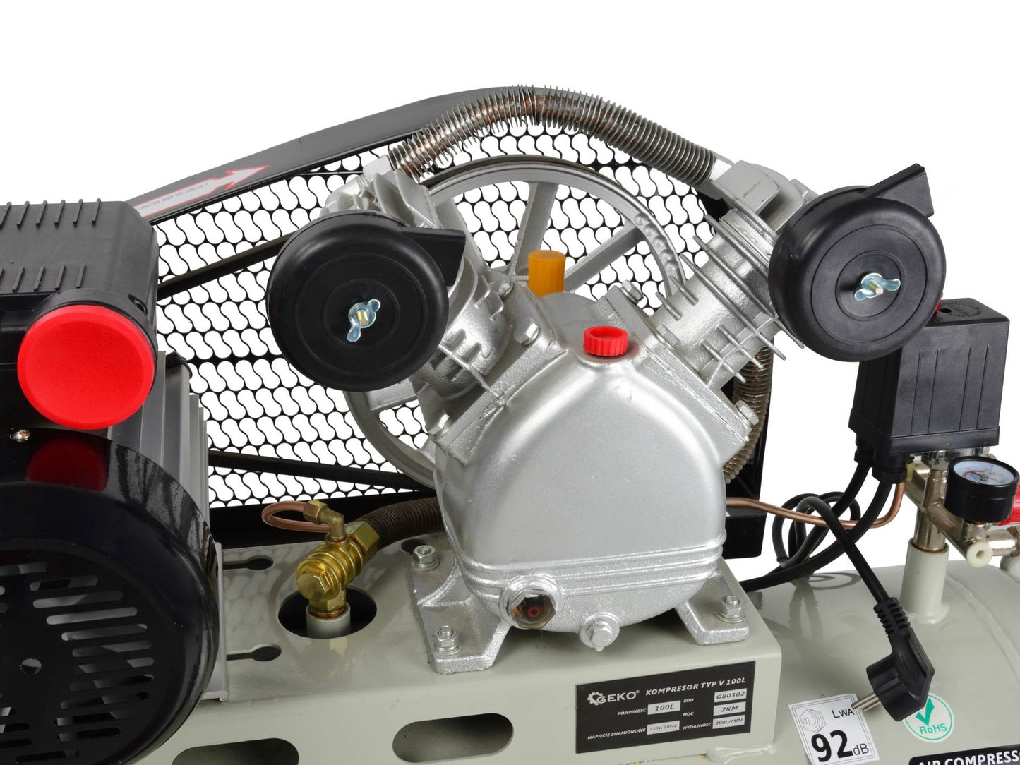 Compresor 100L, 9bar, 390l/min, 2 iesiri, GEKO G80302