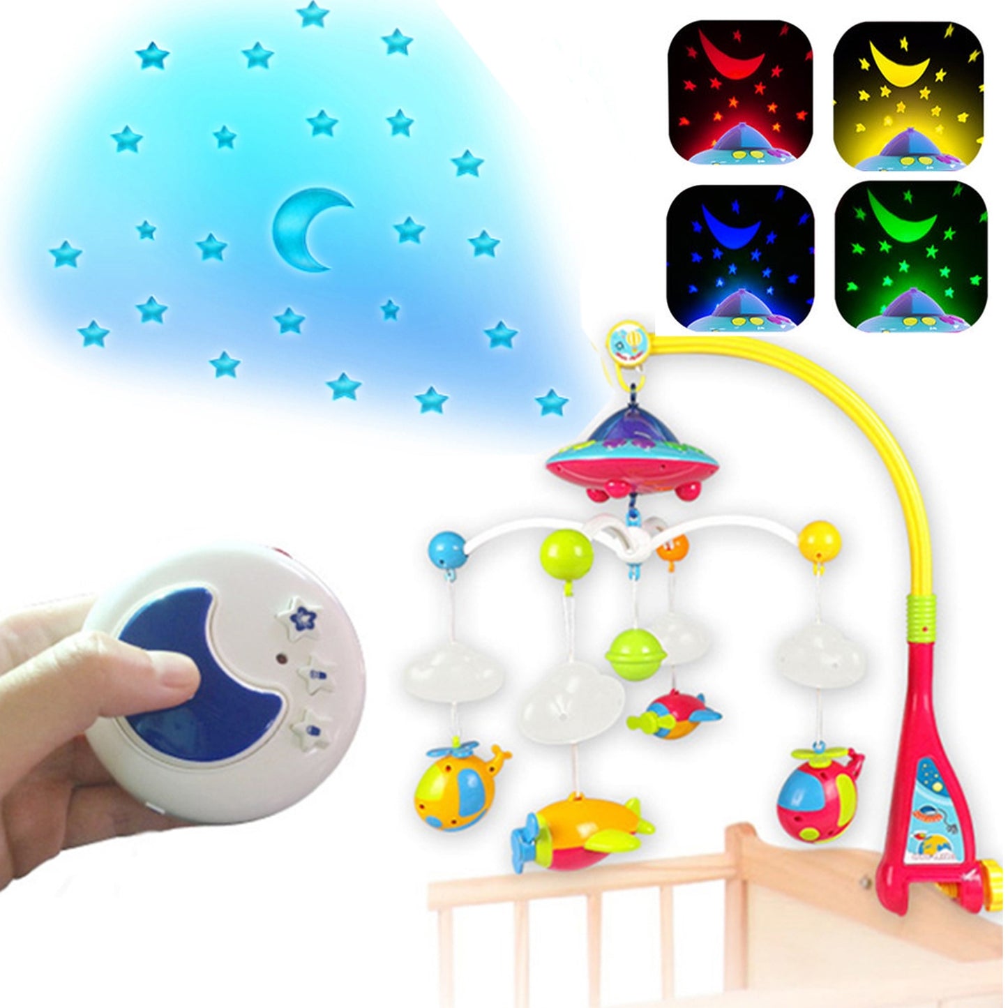 Carusel pentru patut cu proiector UFO, Malplay 104997