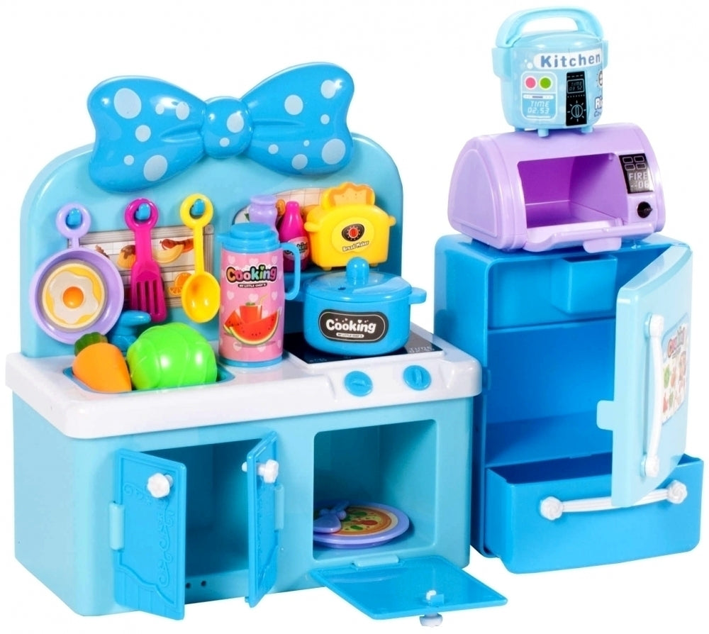 Bucatarie pentru papusi cu frigider albastru, Malplay 107545