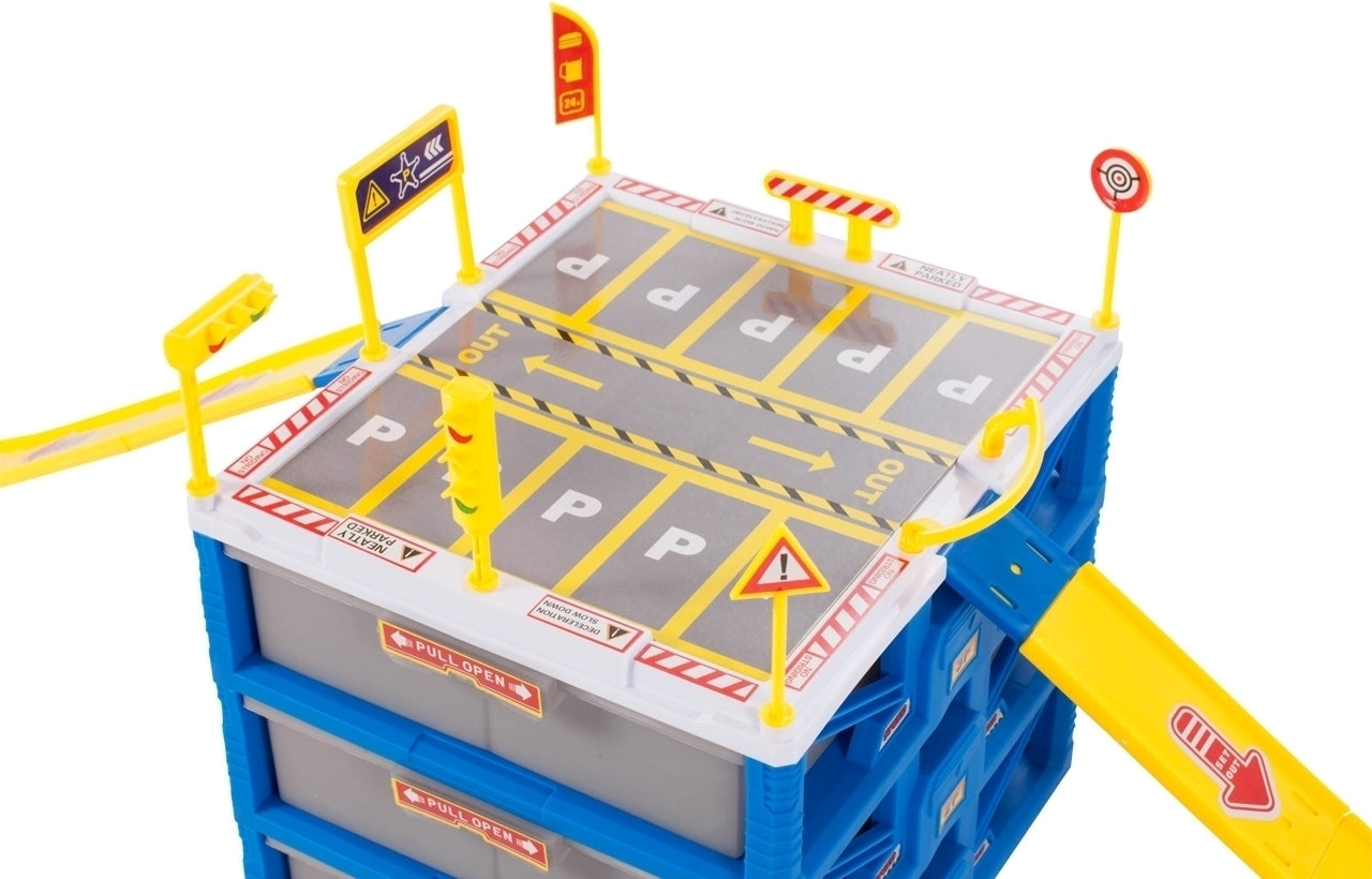 Parcare pentru autoturisme + 6 masini metalice, Malplay 107707