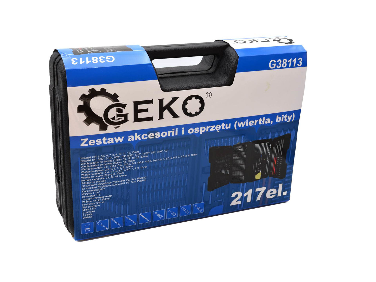 Set 217 accesorii, burghie si biti, GEKO G38113