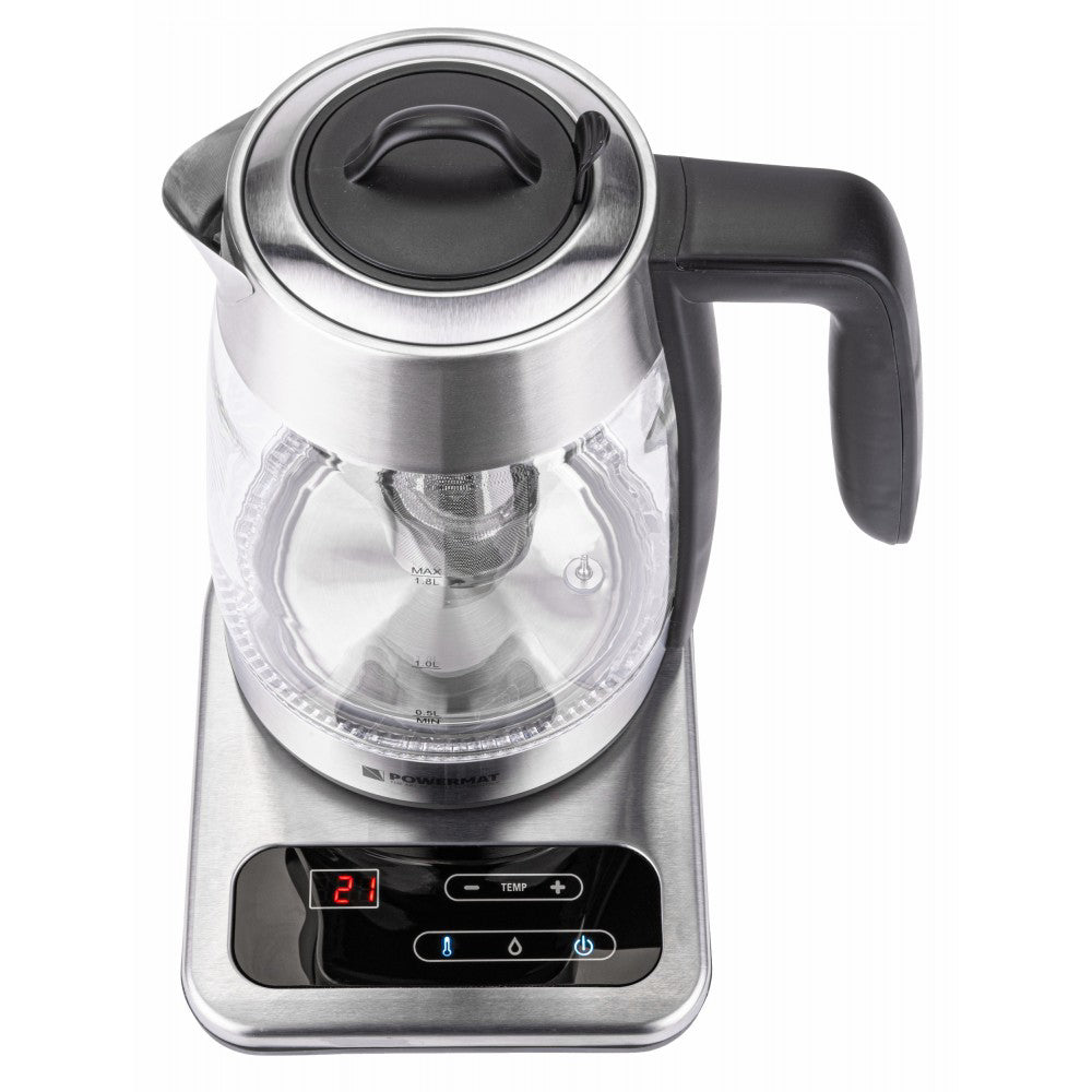 Ceainic cu infuzor din sticla 2200W, Powermat PM-ECB-18-GRGBT