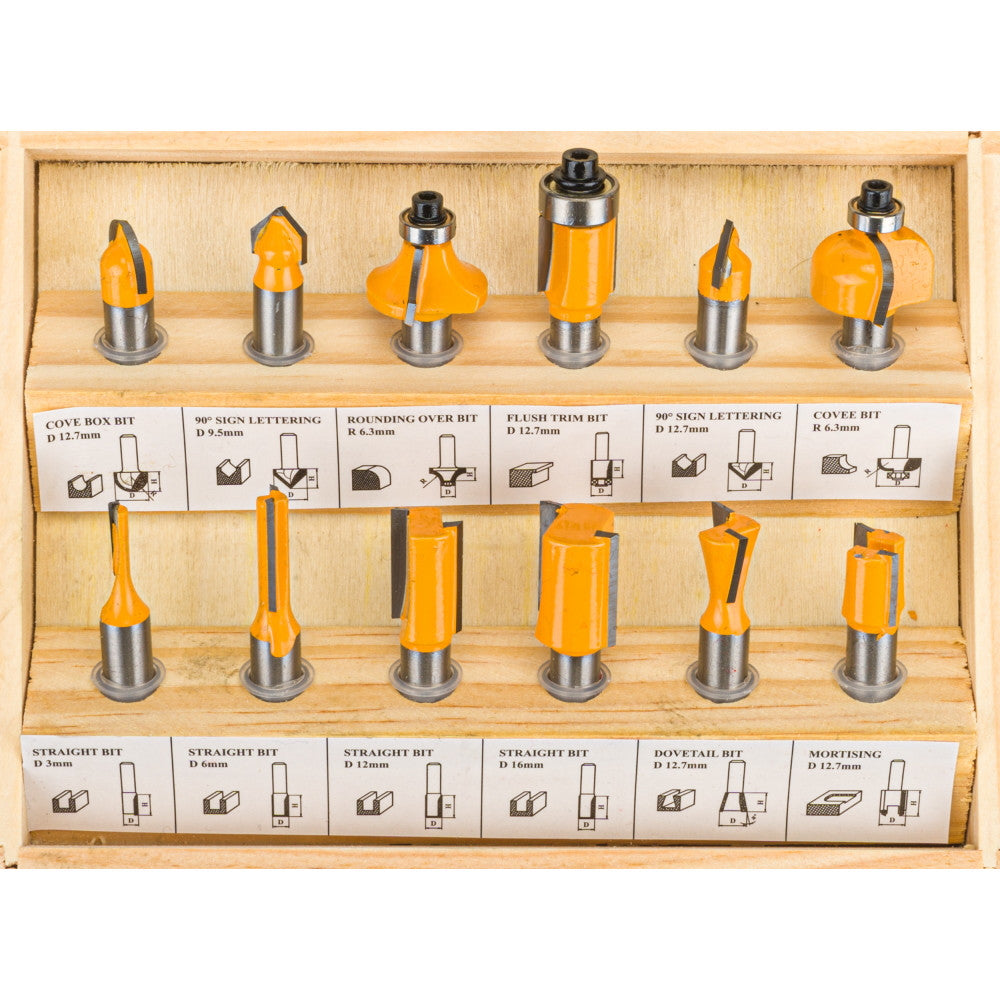 Set 12 freze pentru lemn, Powermat PM-ZFD-12.8T