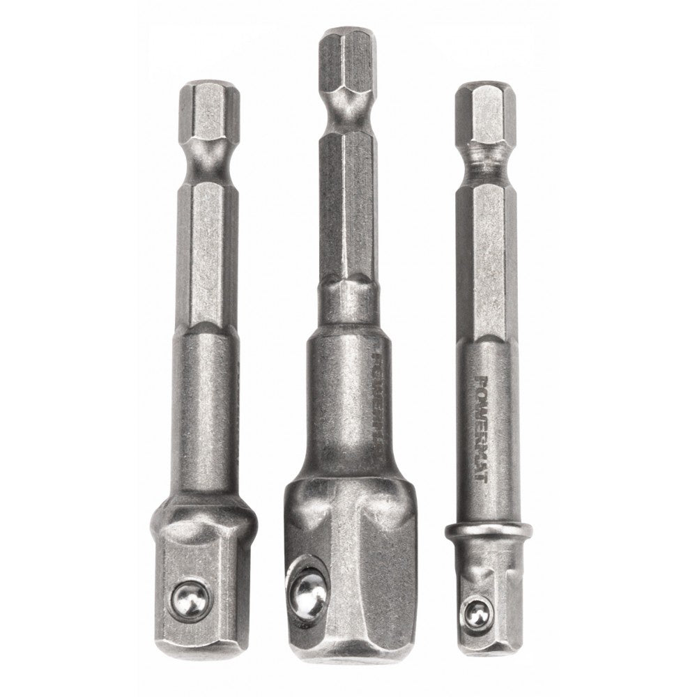 Set 3 adaptoare 1/4", 3/8", 1/2" HEX, Powermat PM-ZADB-3T
