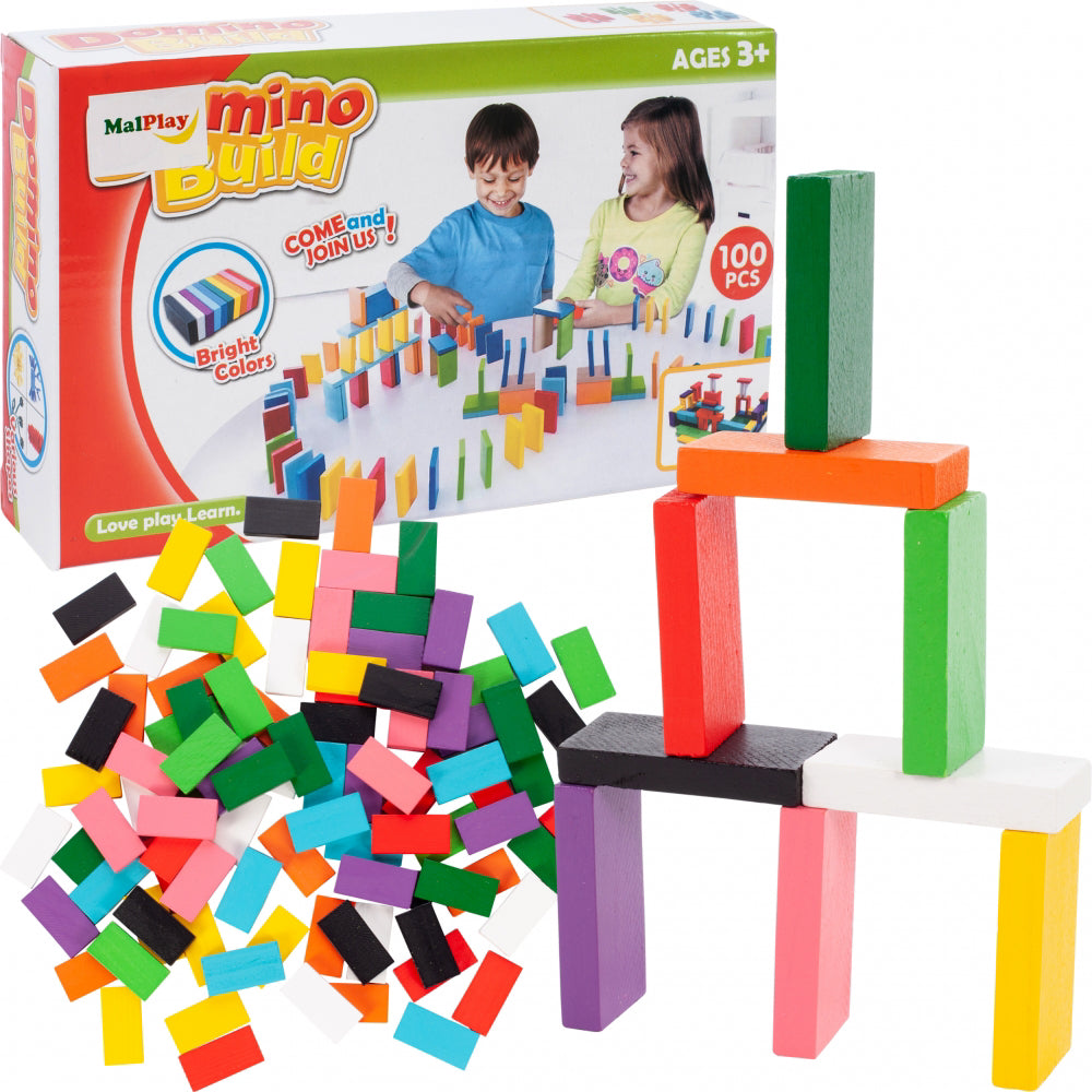 Domino cu piese din lemn 100 bucati, Malplay 108035
