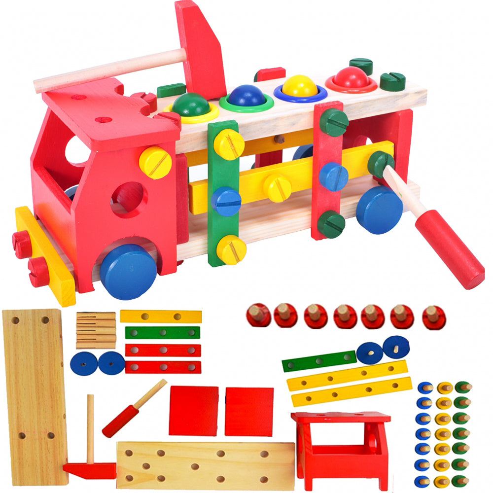 Camion din lemn cu surubelnita si ciocan, Malplay 102323