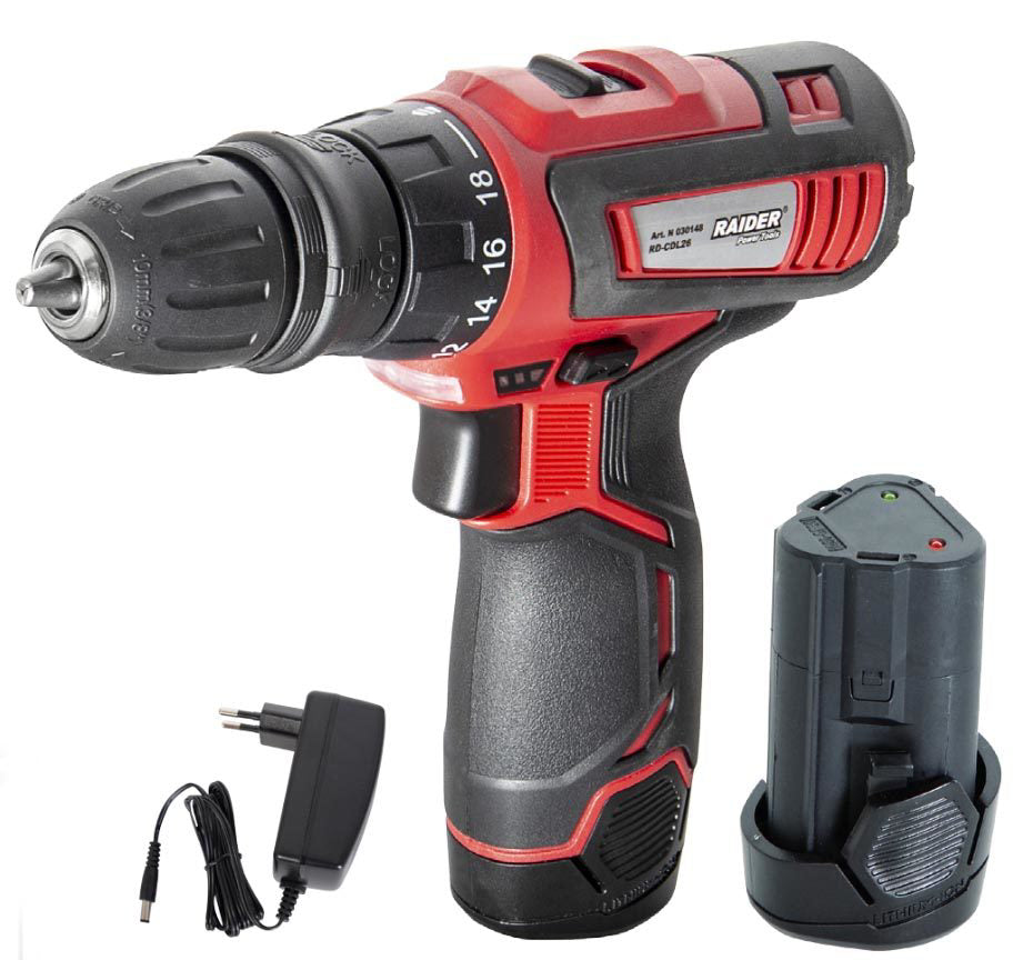 Masina de gaurit/insurubat 12V 2x1.5Ah 28Nm RD-CDL26, Raider 030148