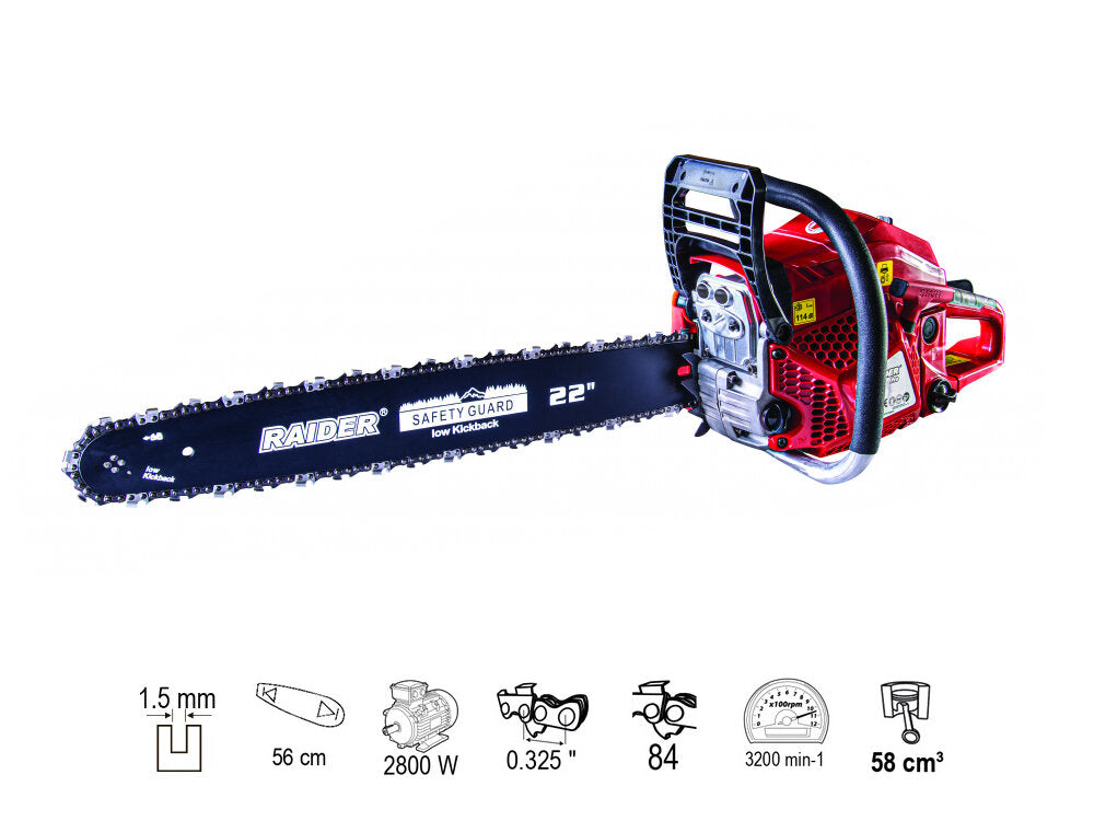 Motofierastrau pe benzina 560mm 2800W RDP-GCS23, Raider 076705