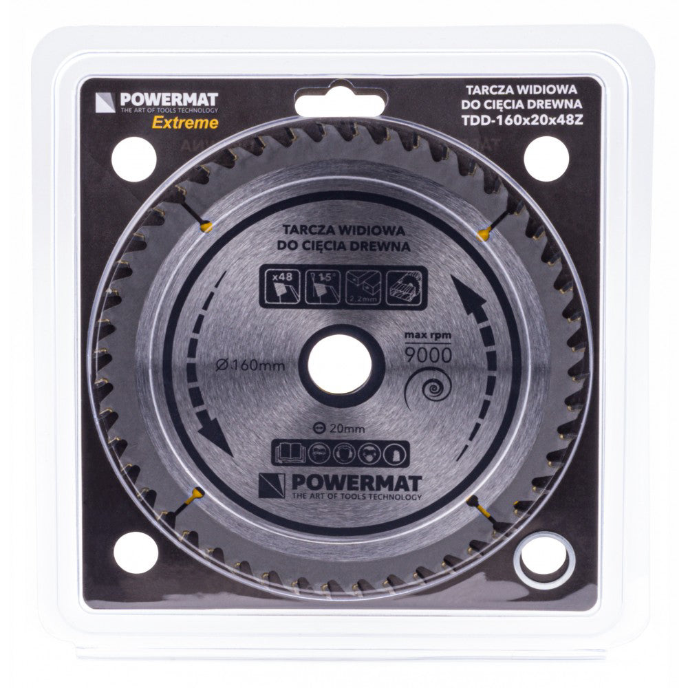 Disc Widia pentru lemn 160x20mm cu 48 dinti TDD, Powermat