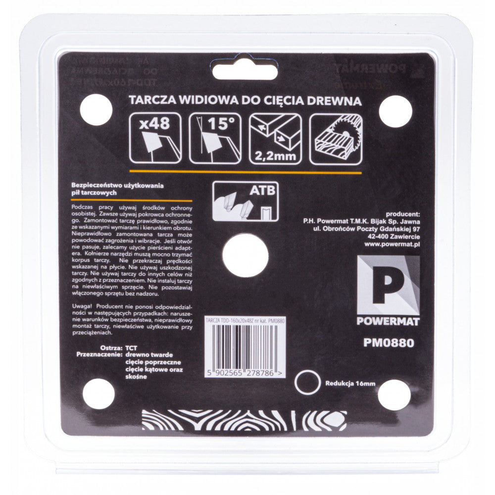 Disc Widia pentru lemn 160x20mm cu 48 dinti TDD, Powermat