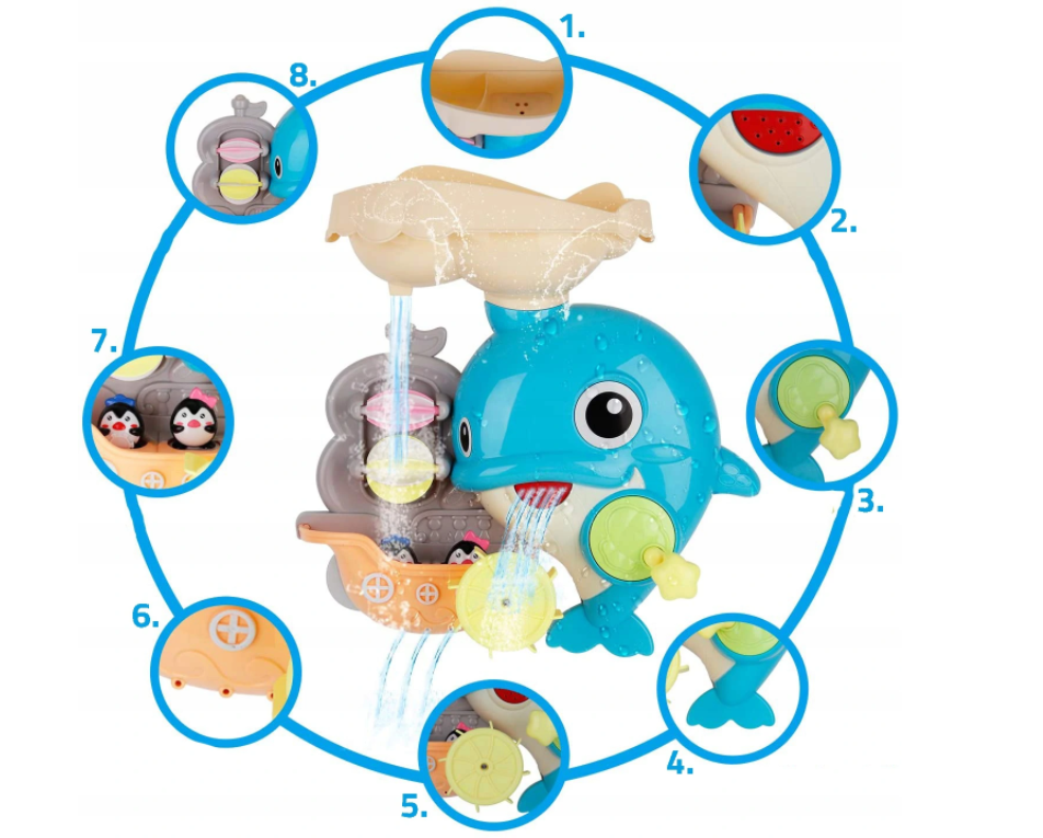 Jucarie pentru baie, delfin, Malplay, 108205