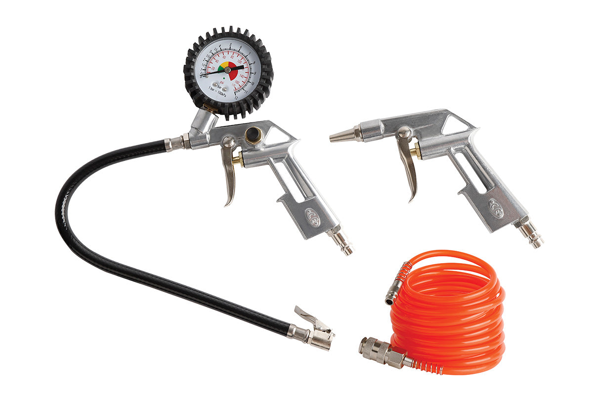 Set accesorii compresor VAT-S3 3/1 (pistol vulcanizare, suflanta, furtun pneumatic 5M), Villager VL067020