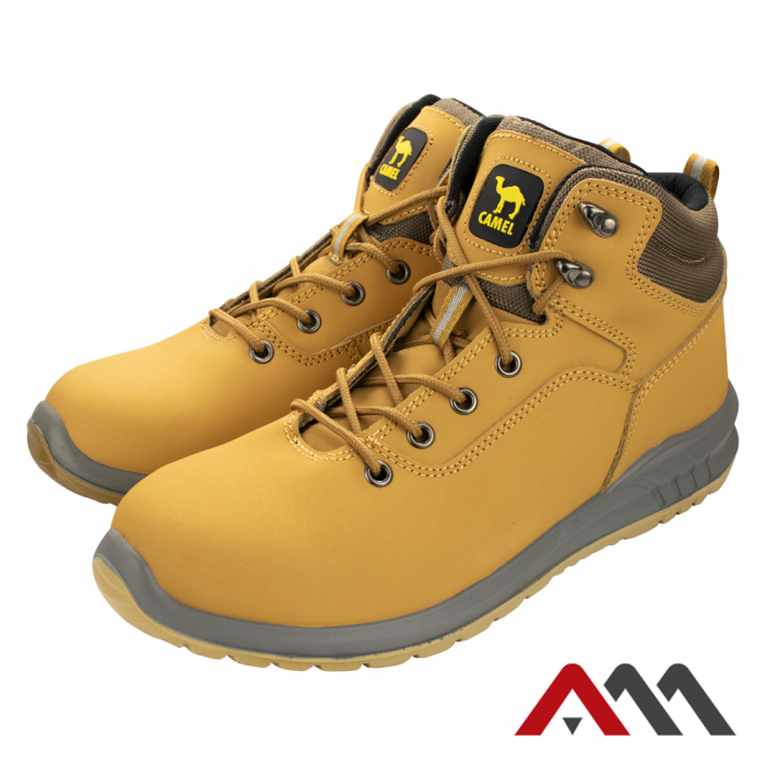 Bocanci de lucru pentru protectie cu bombeu metalic, marimea 43, ArtMas, CAMEL