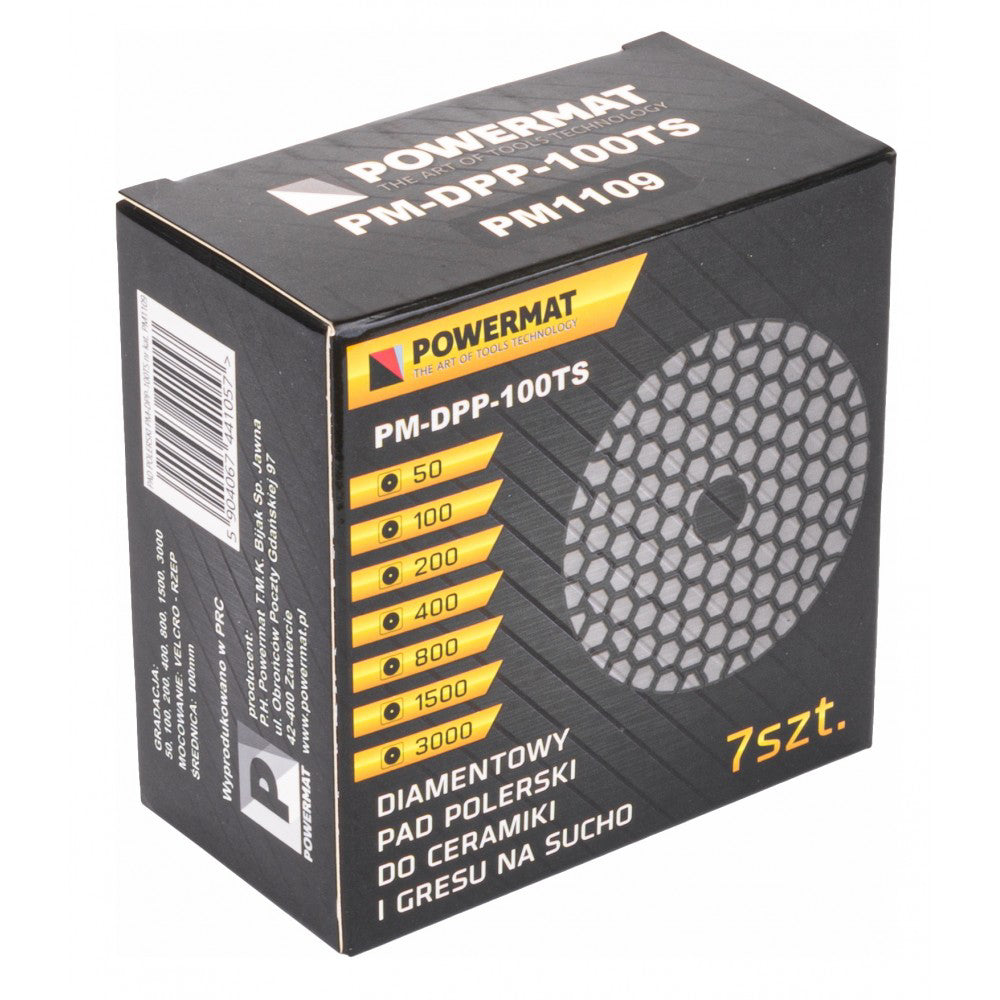 Set 7 discuri diamantate pentru slefuire gresie DRY PM-DPP-100TS, Powermat PM1109