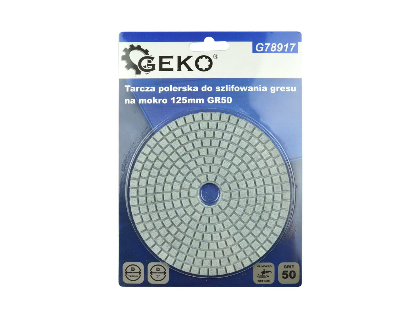 Disc diamantat pentru slefuirea umeda placilor de portelan, 125 mm, granulatie 50, Geko G78917