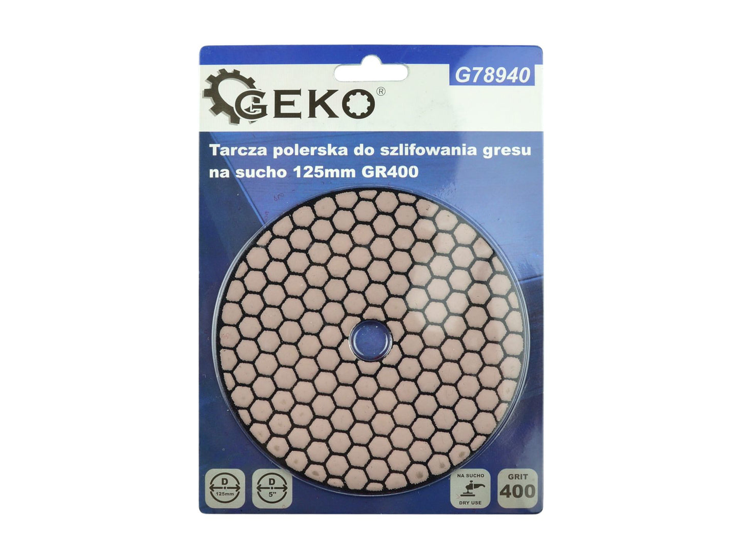 Disc pentru slefuirea uscata a gresiei portelanate, 125 mm, granulatie 400, Geko G78940