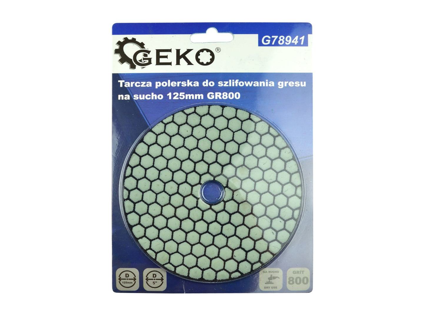 Disc pentru slefuirea uscata a gresiei portelanate, 125 mm, granulatie 800, Geko G78941