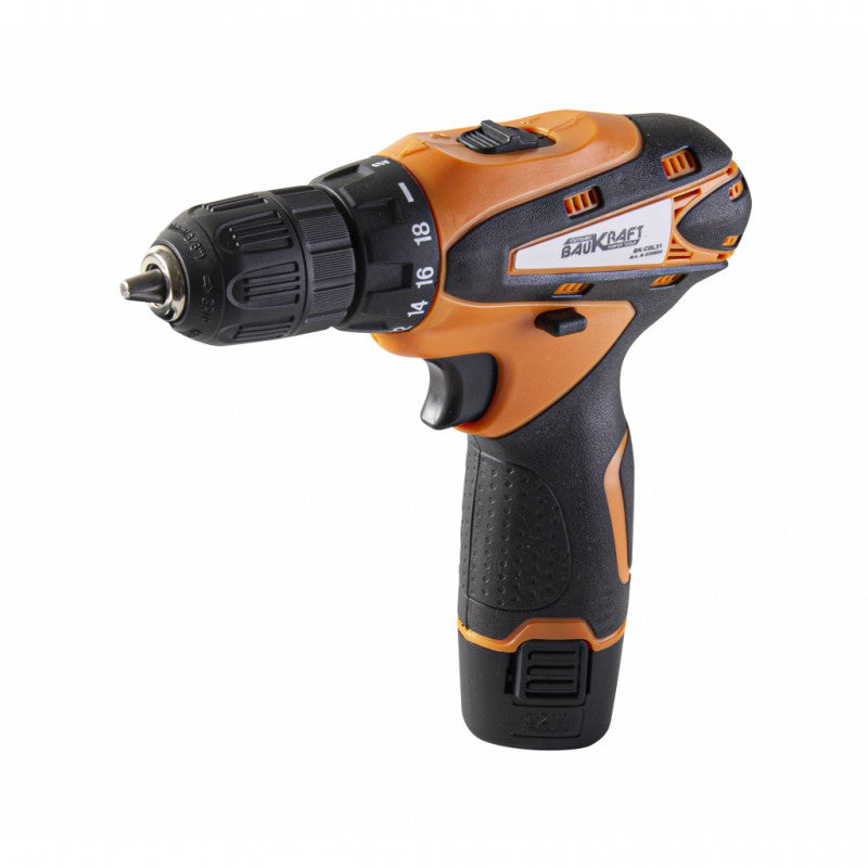 Masina de gaurit cu baterie 12V x 1.5 Ah Li-Ion, 2 viteze, Baukraft 030604